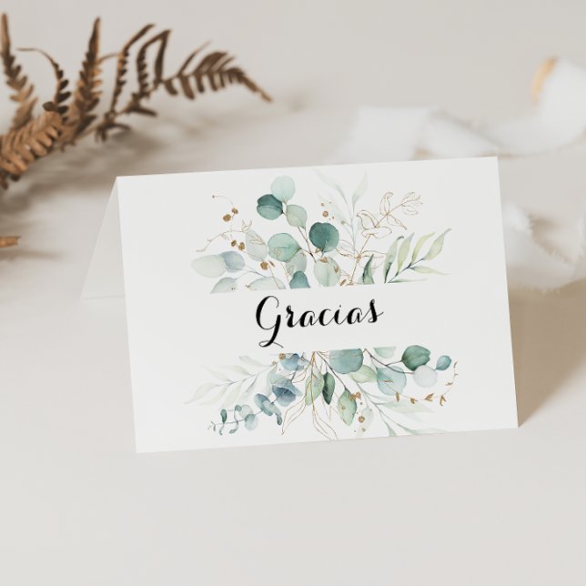 De Remerciements Carte Gracias Mariage pliée Rustique Gold Floral (Créateur téléchargé)
