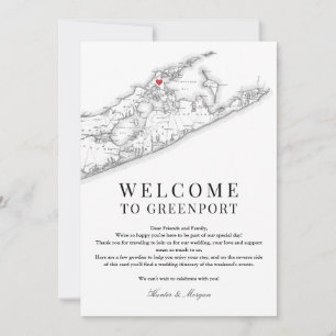 De Remerciements Carte Greenport NY Mariage Welcome Black White