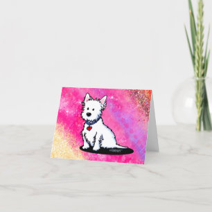 De Remerciements Carte KiniArt Westie rose note