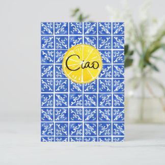 De Remerciements Carte Lemon & Tile Bonjour en italien : "Ciao"