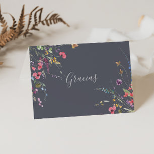 De Remerciements Carte Mariage Gracias classique bleu sauvage