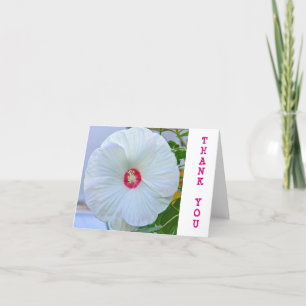 DE REMERCIEMENTS CARTE "MERCI" PERSONNALISABLE/HIBISCUS BLANC