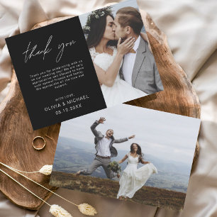 De Remerciements Carte minimaliste photo Mariage noir