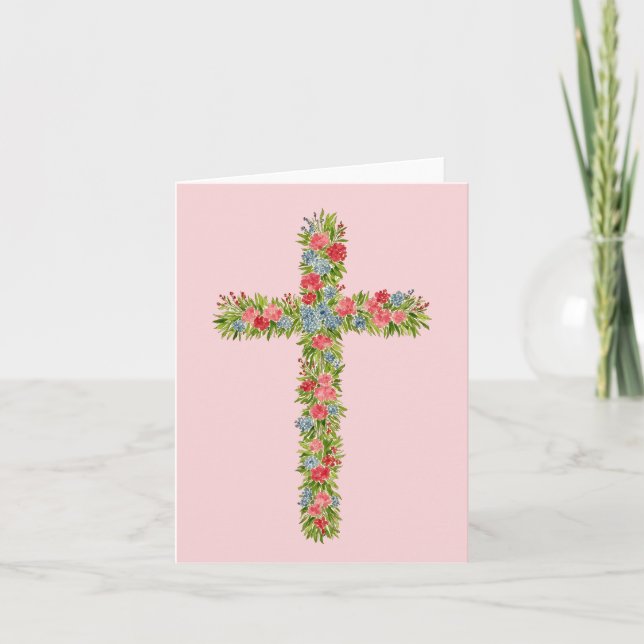 De Remerciements Carte Pâques Flower Cross 2 Watercolor (Devant)