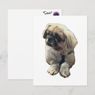 De Remerciements Carte Pekingese blanche avec "évier"