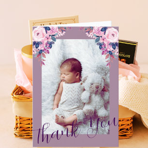 De Remerciements Carte photo floral Lilac Midwoman New Baby Gift
