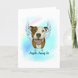 De Remerciements Carte Pitbull Angel Dog Pet Perte Sympathie