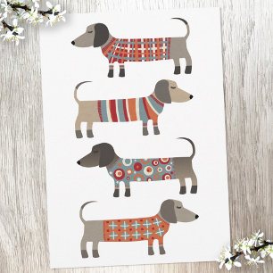 De Remerciements Carte plat Dachshund Saucisse Chien