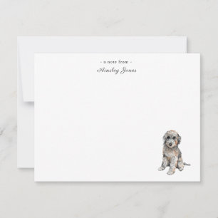 De Remerciements Carte plate avec un chien doodle gris mignon