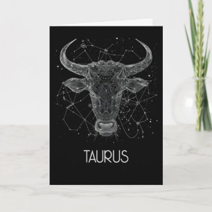 De Remerciements Carte pliée bleue Taurus Zodiac Constellation