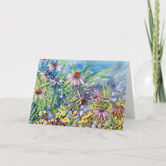 De Remerciements carte pour notes blanc "Echinacea Meadow"