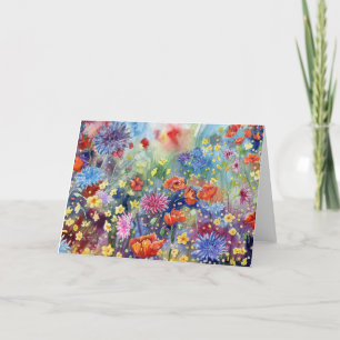 De Remerciements carte pour notes blanc "Poppy Meadow"