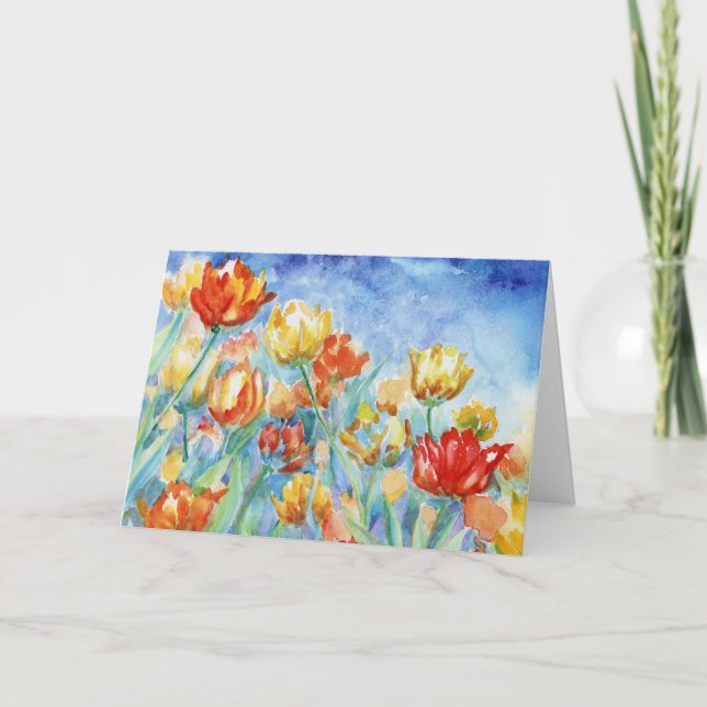 De Remerciements Carte pour notes blanc Tulipes jaunes et rouges (Devant)