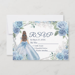 De Remerciements Carte Quinceañera 15 Anos Dusty Blue RSVP
