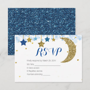 De Remerciements Carte RSVP Baby shower Marine Blue Gold Moon