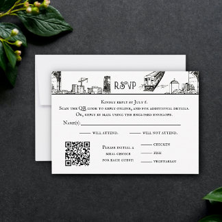 De Remerciements Carte RSVP Boston Toile