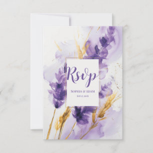 De Remerciements Carte RSVP Lavender Golden Watercolor Florale