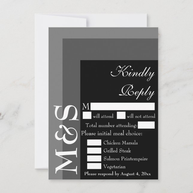 De Remerciements Carte RSVP Noir et Blanc Moderne Script Wedding (Devant)