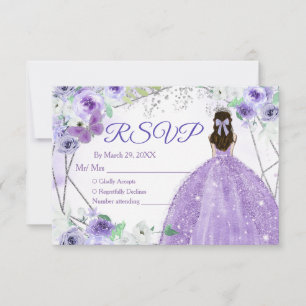 De Remerciements Carte RSVP Quinceañera 15 Anos Silver & Purple