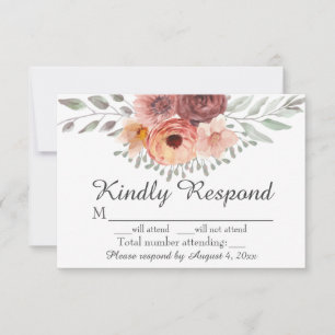De Remerciements Carte RSVP Rush Rust Aquarelle Floral Wedal