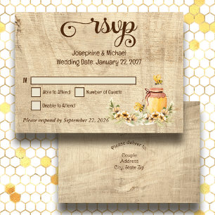 De Remerciements Carte RSVP Rustique Bumble Bee Wood Mariage campag