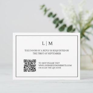 De Remerciements Carte RSVP simple Monogramme blanc QR Code Mariage
