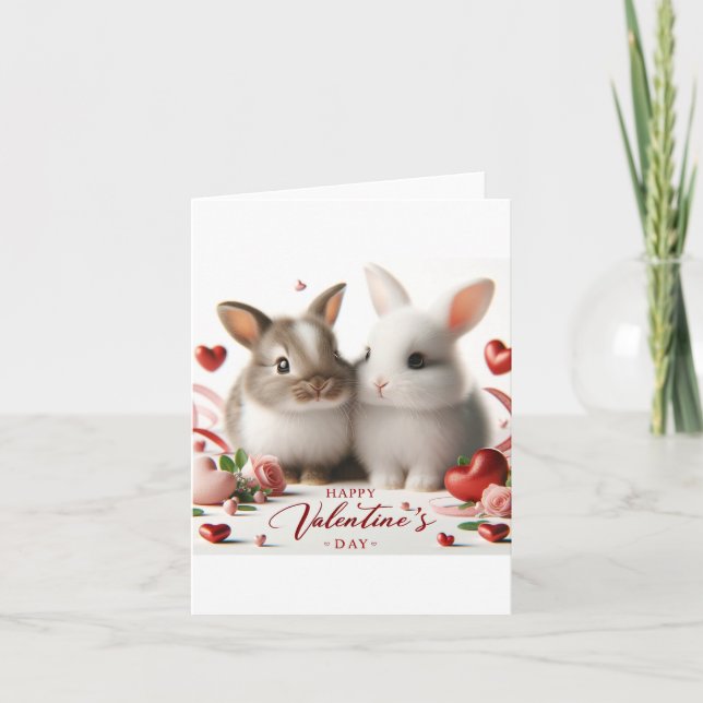De Remerciements Carte Saint Valentin avec lapins (Devant)