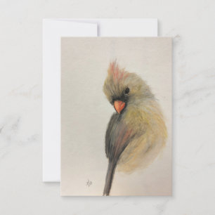 De Remerciements Carte Shy Red Bird Note