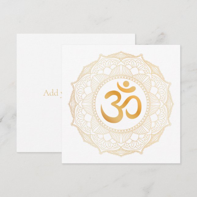 De Remerciements Carte simple: GOLD MANDALA & OHM (Devant / Derrière)