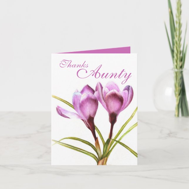 De Remerciements Carte violette Crocus art "Thanks Aunty" (Devant)