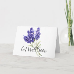 De Remerciements Carte Watercolor Lavender Flowers Get Well Bientôt