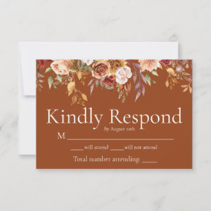De Remerciements Chute Foliage Floral Terracotta Mariage Carte RSVP