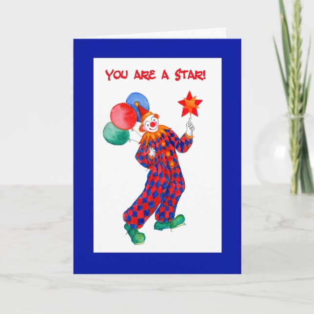 De Remerciements Clown 'Tu es une étoile ! ' Carte (Devant)