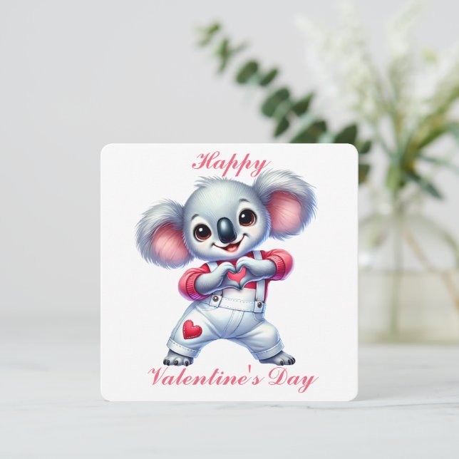 De Remerciements Cute Koala - Carte Saint Valentin (Debout devant)