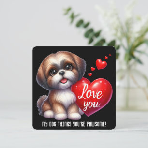 De Remerciements Cute Valentine Puppy - Carte Saint Valentin