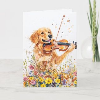De Remerciements Drôle Chien Jouant Violon Plié Carte