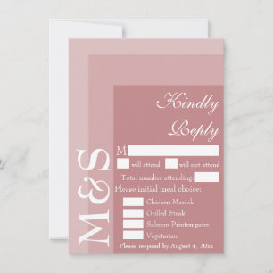 De Remerciements Dusty Rose Simple moderne Script Wedding Carte RSV
