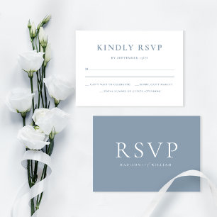 De Remerciements Elégant simple Dusty Blue Wedding carte RSVP