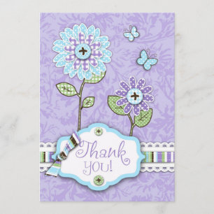 De Remerciements Fleurs en Organza TY Carte Lav