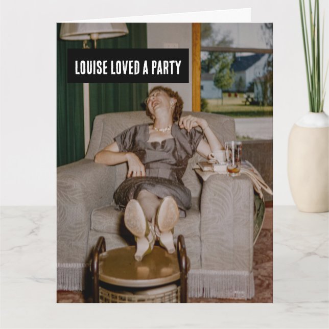 DE REMERCIEMENTS FUNNY VINTAGE DRUNK WOMAN ACCUEILLE LA CARTE D'ANN (Devant)