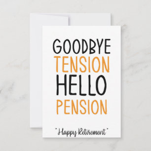 De Remerciements Goodbye tension bonjour pension Fun Cadeaux Carte