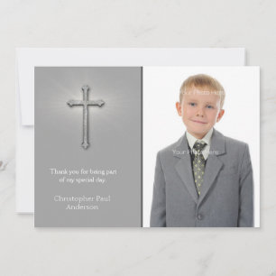 De Remerciements Gris avec croix, Carte photo religieux