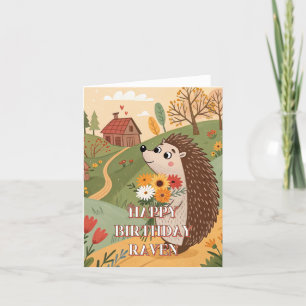 De Remerciements Joyeux anniversaire mignon hérisson carte pliable