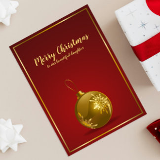 De Remerciements Joyeux Noël À Notre Fille Carte Ornement Or