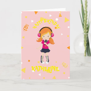 De Remerciements KARAOKE STAR Carte d'anniversaire pour fille
