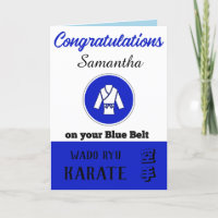 Karate Blue Belt Promotion Carte Félicitations