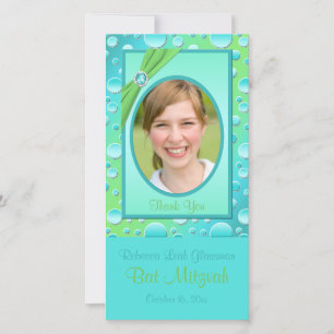De Remerciements Lime et Aqua Polka Bat mitzvah Carte photo