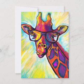 De Remerciements Magnifique Girafe Avec Lunettes - Carte Note Vierg