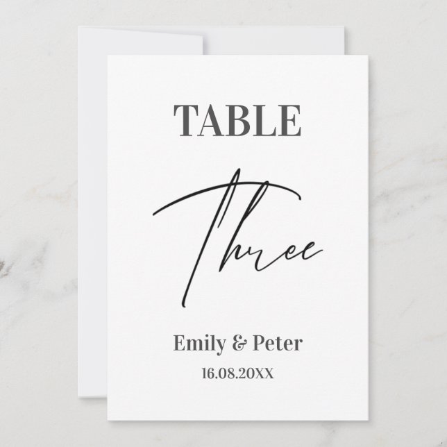 De Remerciements Mariage moderne minimaliste Carte numéro trois tab (Devant)