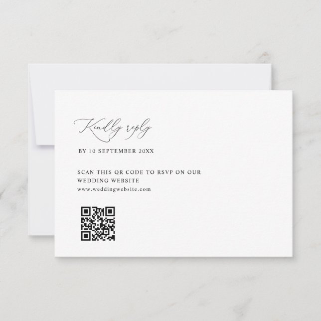 De Remerciements mariage simple noir et blanc code QR carte RSVP (Devant)